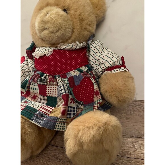 Vintage Teddy Bear Commonwealth Bear HK-16 Plush 20 Inches Patchwork Dress - Picture 4 of 8